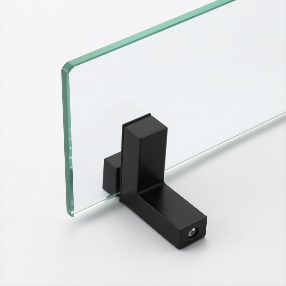 KES 15.8 Inch Glass Shelf for Bathroom Wall Mounted, 8mm Tempered Glass Wall Shelf Matte Black, BGS3201S40-BK